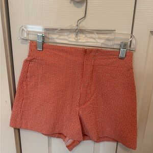 Zara Red Checkered Shorts